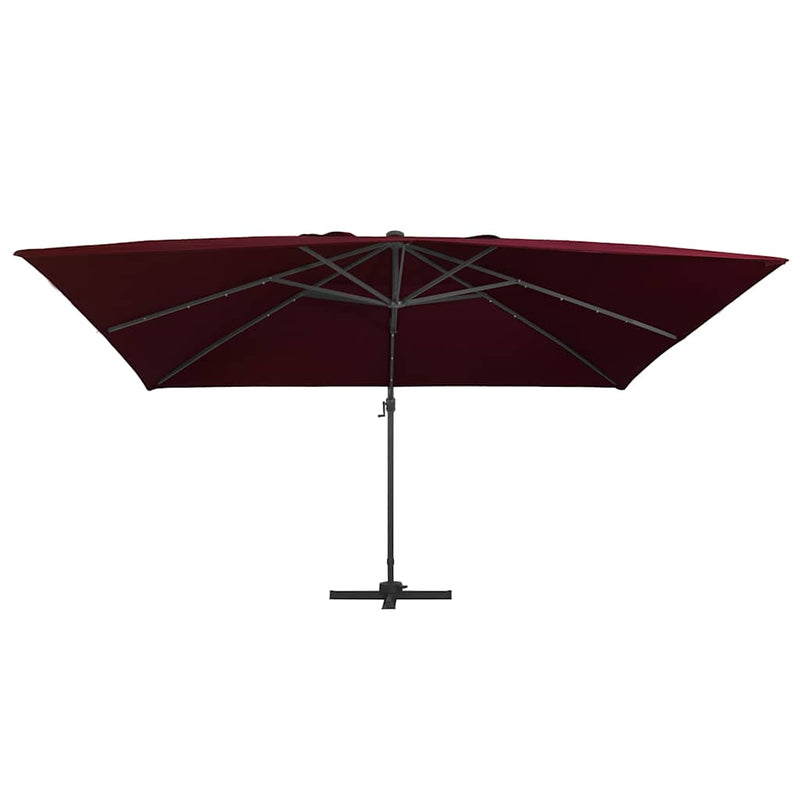ギャラリービューアに画像をロードする, Vidaxl zweefparasol met led-verlichting 400x300 cm bordeauxrood