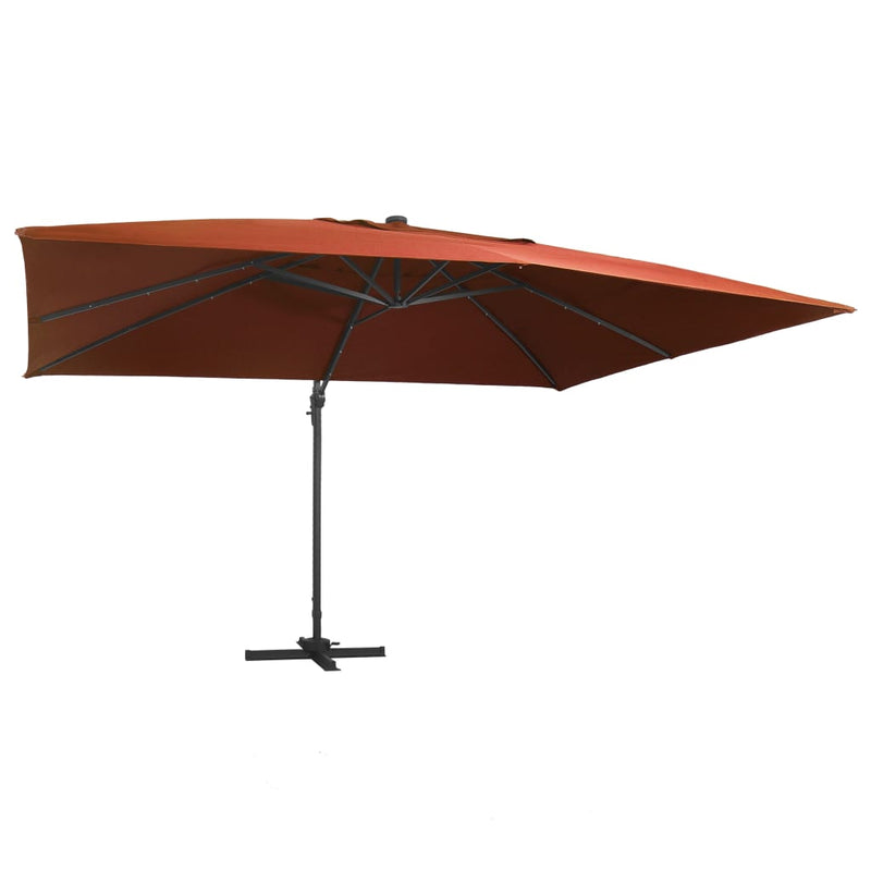 Load image into Gallery viewer, Vidaxl zweefparasol met led-verlichting 400x300 cm terracottakleurig