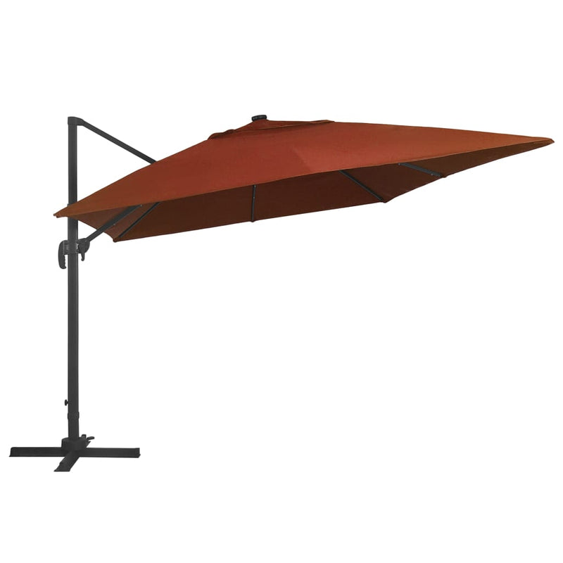 Load image into Gallery viewer, Vidaxl zweefparasol met led-verlichting 400x300 cm terracottakleurig