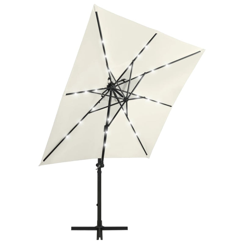 ギャラリービューアに画像をロードする, Vidaxl zweefparasol met paal en led-verlichting 250 cm zandkleurig