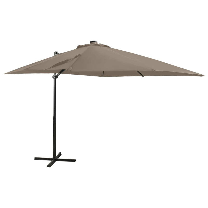 Afbeelding laden in galerijviewer, Vidaxl zweefparasol met paal en led-verlichting 250 cm taupe