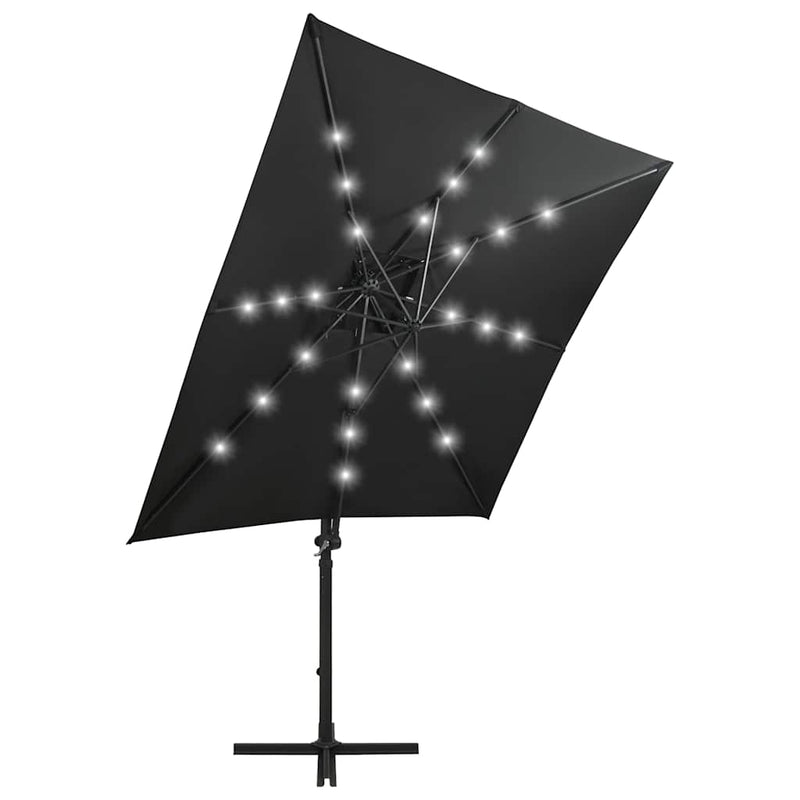Afbeelding laden in galerijviewer, Vidaxl zweefparasol met paal en led-verlichting 250 cm zwart