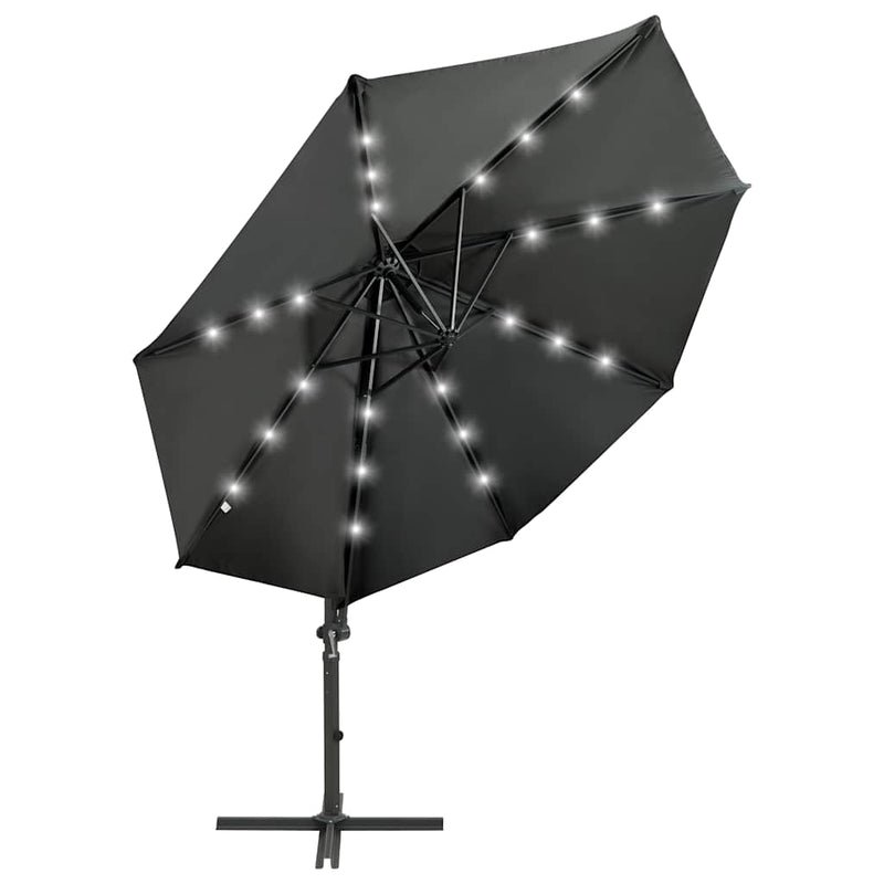 Load image into Gallery viewer, Vidaxl zweefparasol met paal en led-verlichting 300 cm antracietkleur