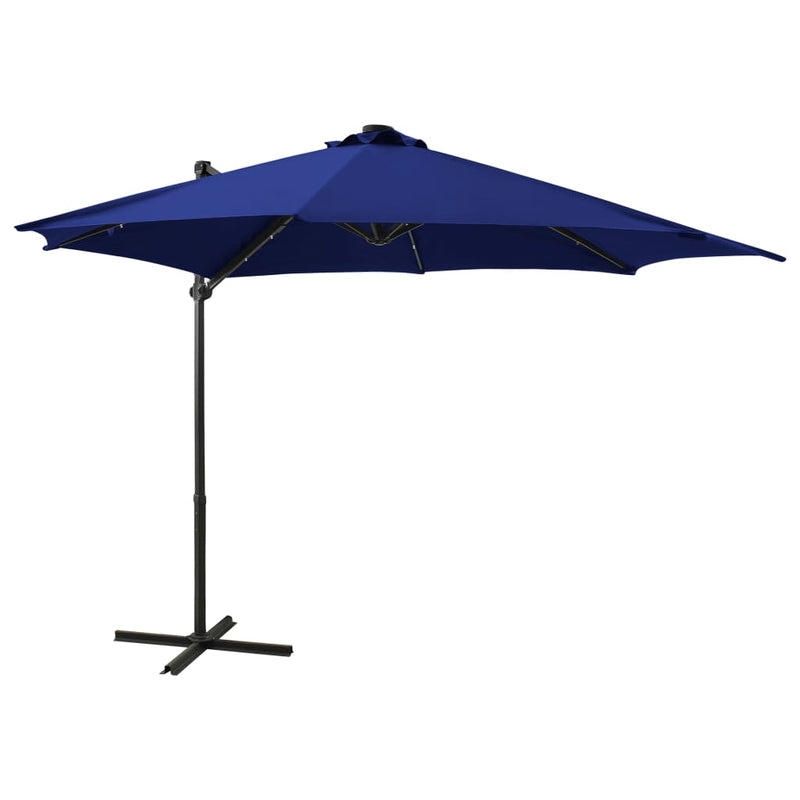 Laden Sie das Bild in Galerie -Viewer, Vidaxl zweefparasol met paal en led-verlichting 300 cm azuurblauw