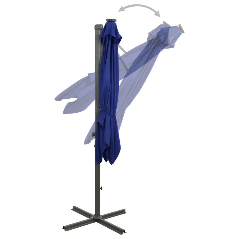 Laden Sie das Bild in Galerie -Viewer, Vidaxl zweefparasol met paal en led-verlichting 300 cm azuurblauw