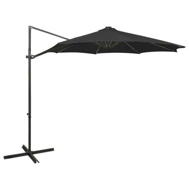 Load image into Gallery viewer, Vidaxl zweefparasol met paal en led-verlichting 300 cm zwart