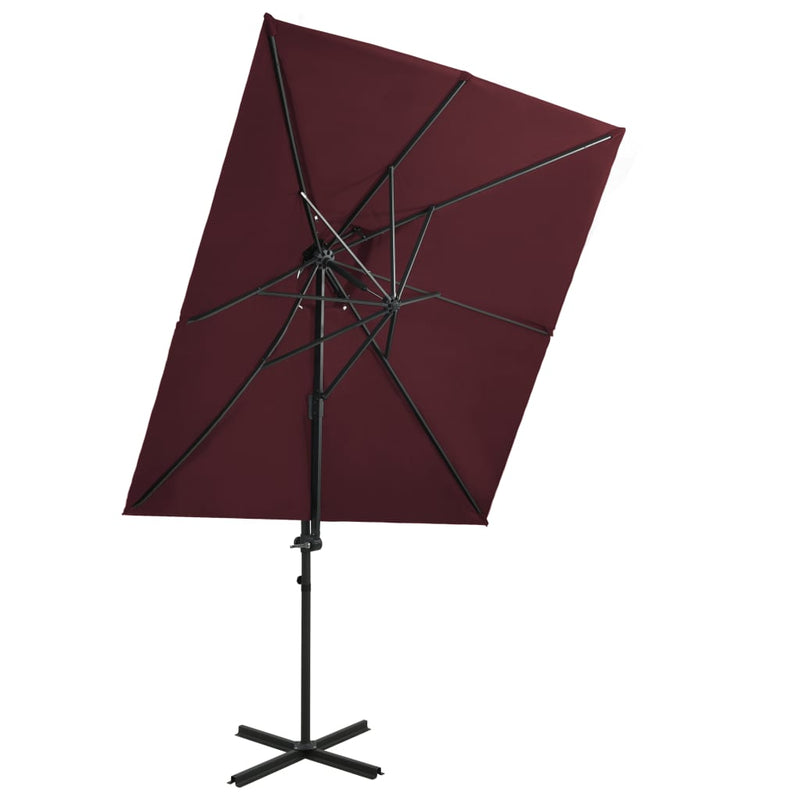 Load image into Gallery viewer, Vidaxl zweefparasol met dubbel dak 250x250 cm bordeauxrood