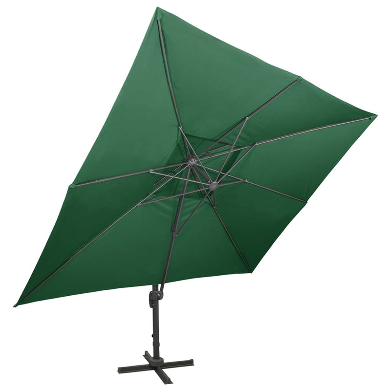 Load image into Gallery viewer, Vidaxl zweefparasol met dubbel dak 400x300 cm groen
