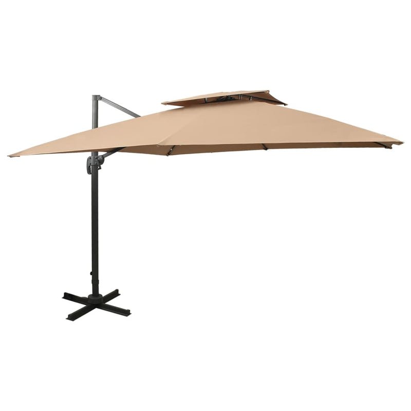 Load image into Gallery viewer, Vidaxl zweefparasol met dubbel dak 300x300 cm taupe