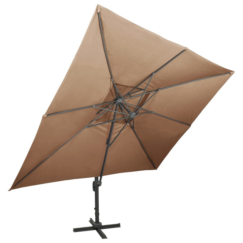Load image into Gallery viewer, Vidaxl zweefparasol met dubbel dak 400x300 cm taupe