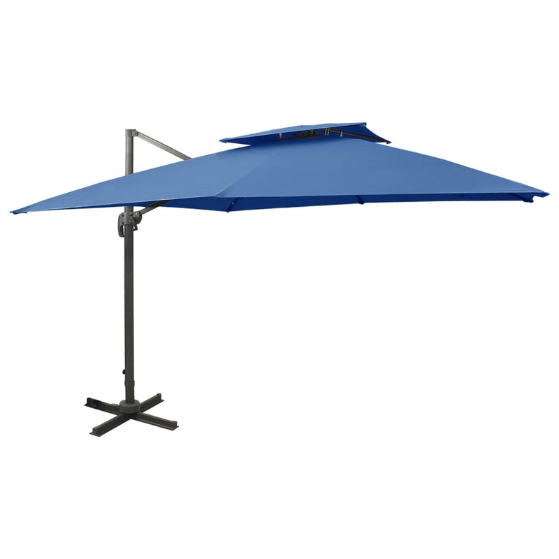 Load image into Gallery viewer, Vidaxl zweefparasol met dubbel dak 300x300 cm azuurblauw