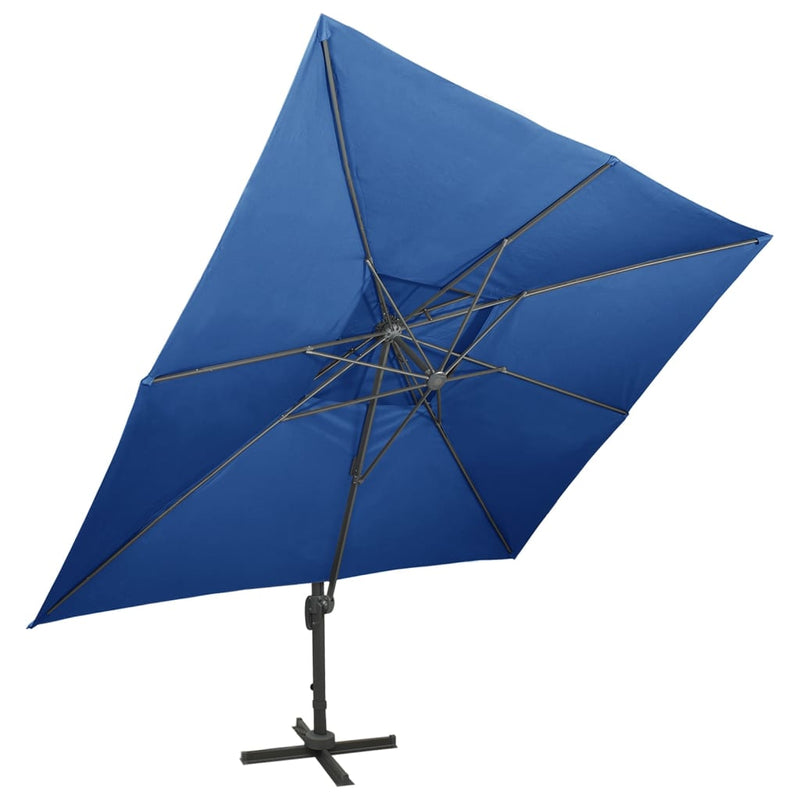 Load image into Gallery viewer, Vidaxl zweefparasol met dubbel dak 400x300 cm azuurblauw
