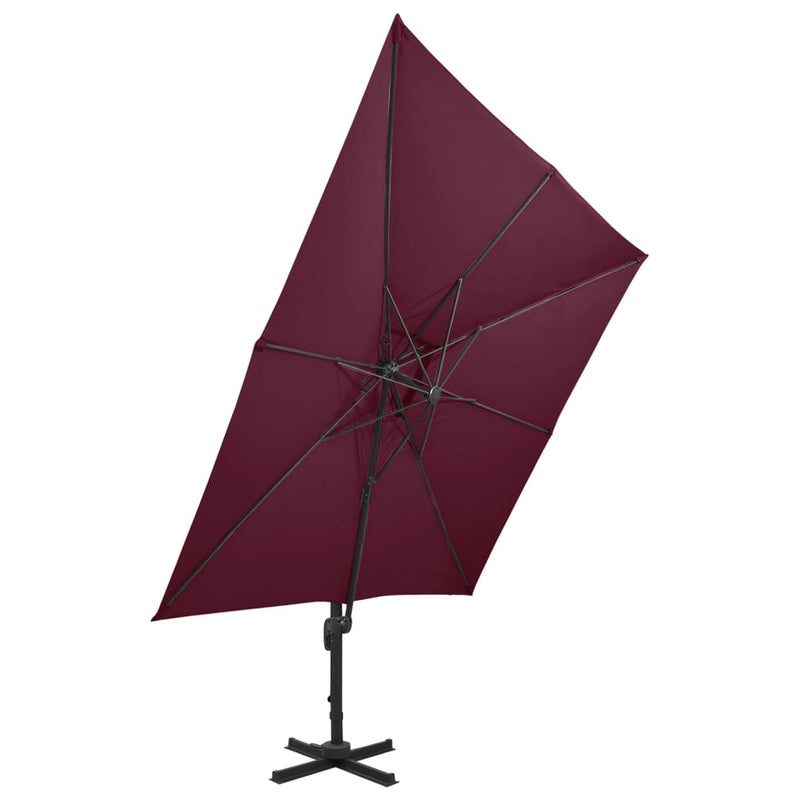 Load image into Gallery viewer, Vidaxl zweefparasol met dubbel dak 300x300 cm bordeauxrood