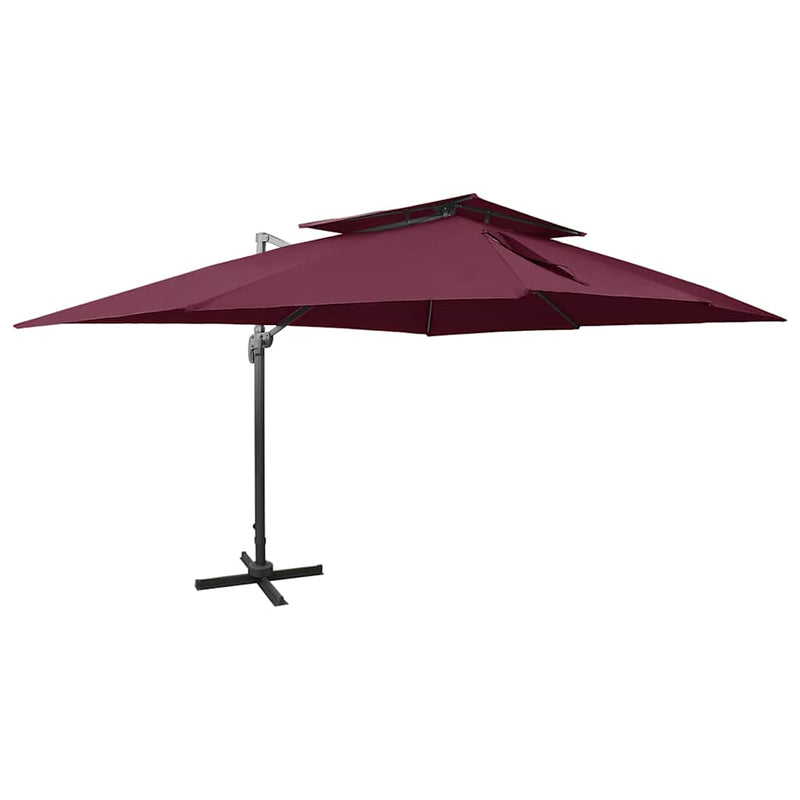 ギャラリービューアに画像をロードする, Vidaxl zwevende parasol met dubbele bovenkant bordeauxrood 400x300 cm