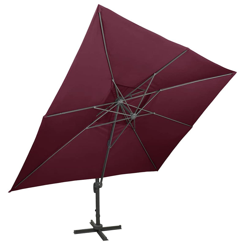 ギャラリービューアに画像をロードする, Vidaxl zwevende parasol met dubbele bovenkant bordeauxrood 400x300 cm