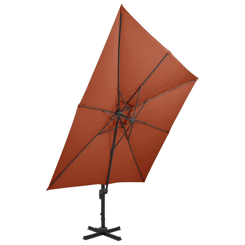 Cargue la imagen en el visor de la galería, Vidaxl zweefparasol met dubbel dak 300x300 cm terracottakleurig