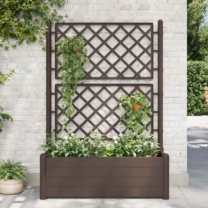 Load image into Gallery viewer, Vidaxl plantenbak met latwerk 100x43x142 cm pp mokka