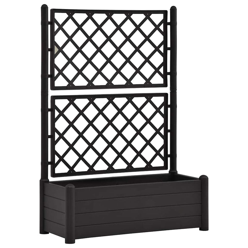 Load image into Gallery viewer, Vidaxl plantenbak met latwerk 100x43x142 cm pp antraciet