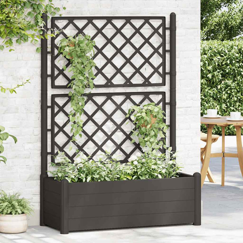 Load image into Gallery viewer, Vidaxl plantenbak met latwerk 100x43x142 cm pp antraciet