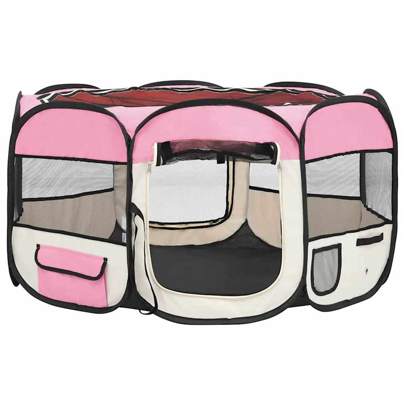 Load image into Gallery viewer, Vidaxl hondenren inklapbaar met draagtas 125x125x61 cm roze