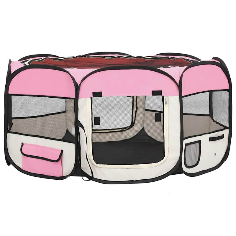 Load image into Gallery viewer, Vidaxl hondenren inklapbaar met draagtas 145x145x61 cm roze