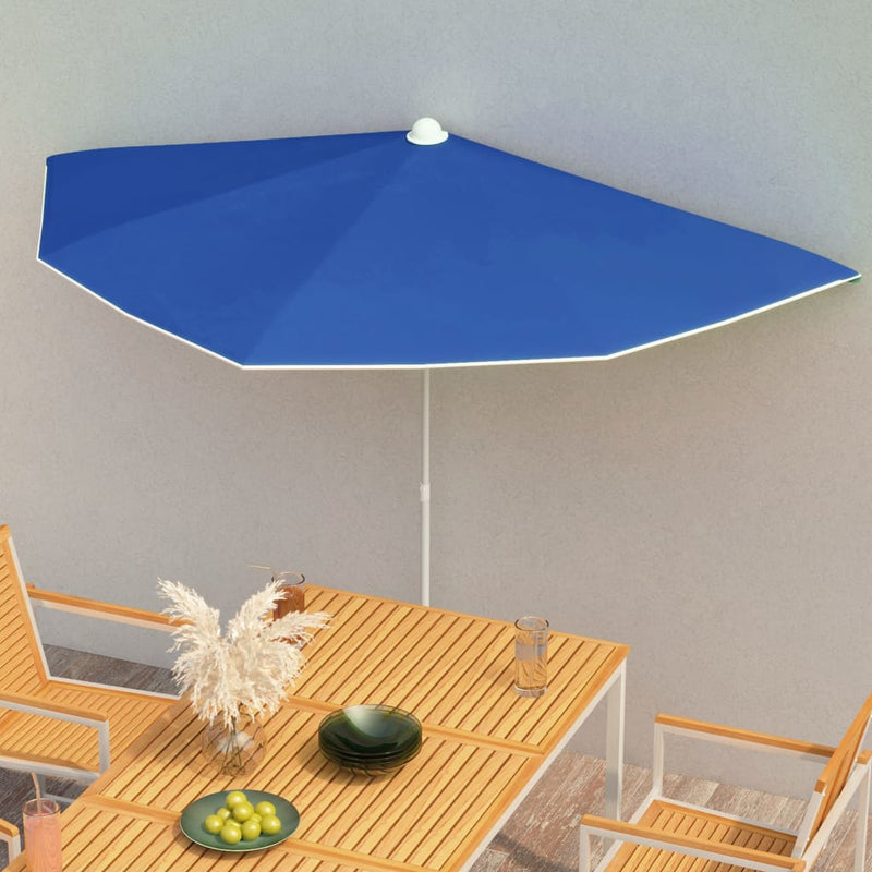 Load image into Gallery viewer, VidaXL Parasol half met paal 180x90 cm azuurblauw