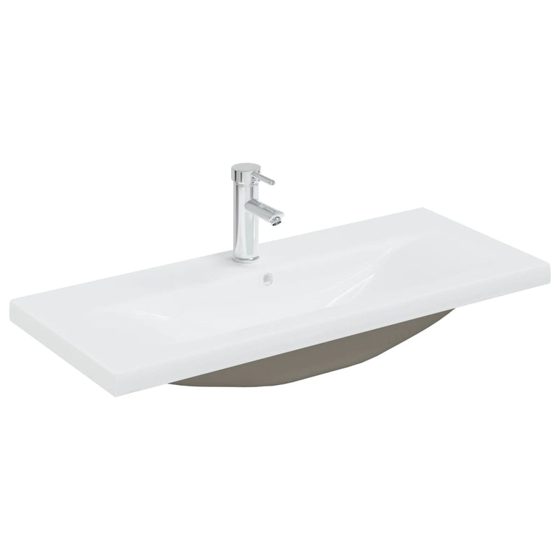 Afbeelding laden in galerijviewer, Vidaxl inbouwwastafel met kraan 91x39x18 cm keramiek wit