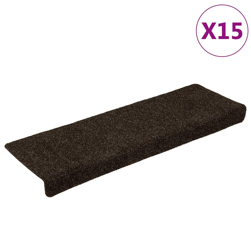 Load image into Gallery viewer, Vidaxl trapmatten zelfklevend 15 stuks 65x21x4 cm donkerbruin rechthoekige rand