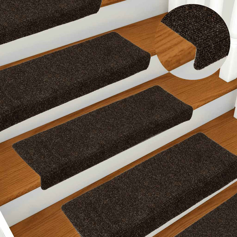 Load image into Gallery viewer, Vidaxl trapmatten zelfklevend 15 stuks 65x21x4 cm donkerbruin rechthoekige rand