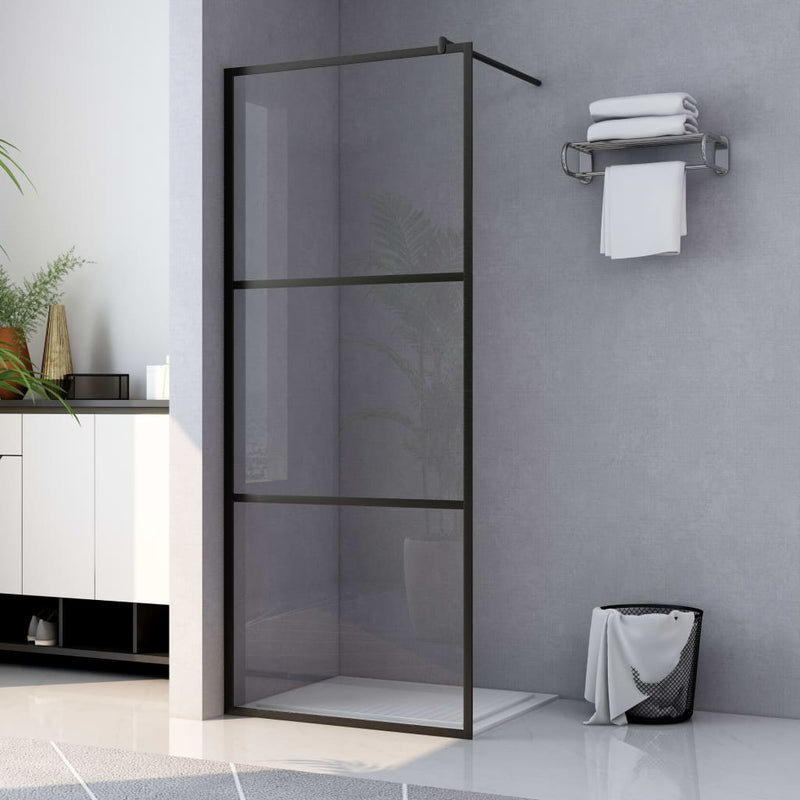 Load image into Gallery viewer, Vidaxl inloopdouchewand transparant 80x195 cm esg-glas zwart