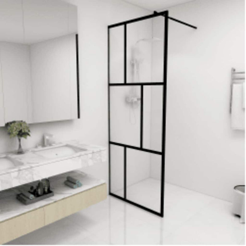 Load image into Gallery viewer, Vidaxl inloopdouchewand 80x195 cm gehard glas zwart