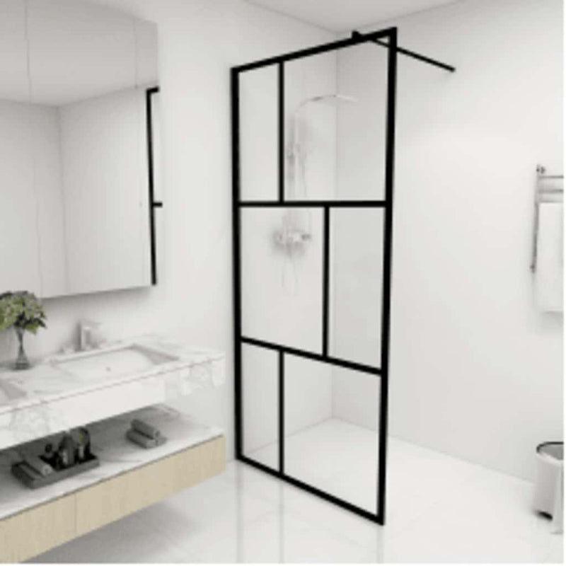 Load image into Gallery viewer, Vidaxl inloopdouchewand 90x195 cm gehard glas zwart