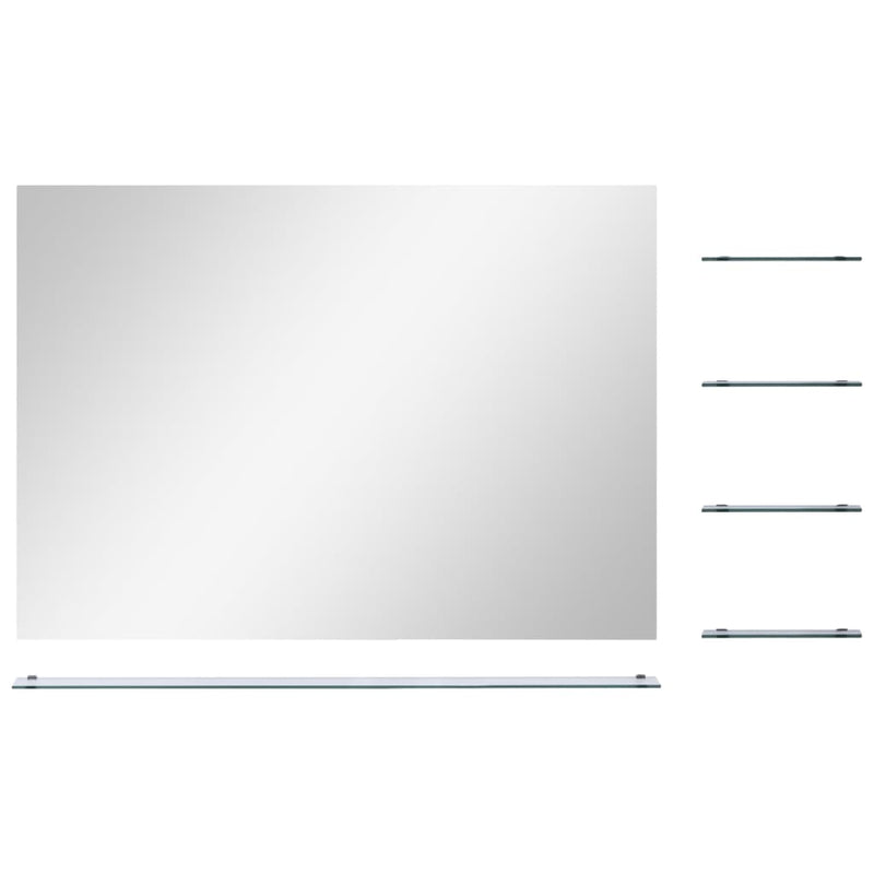 Load image into Gallery viewer, Vidaxl wandspiegel met 5 schappen 80x60 cm zilverkleurig