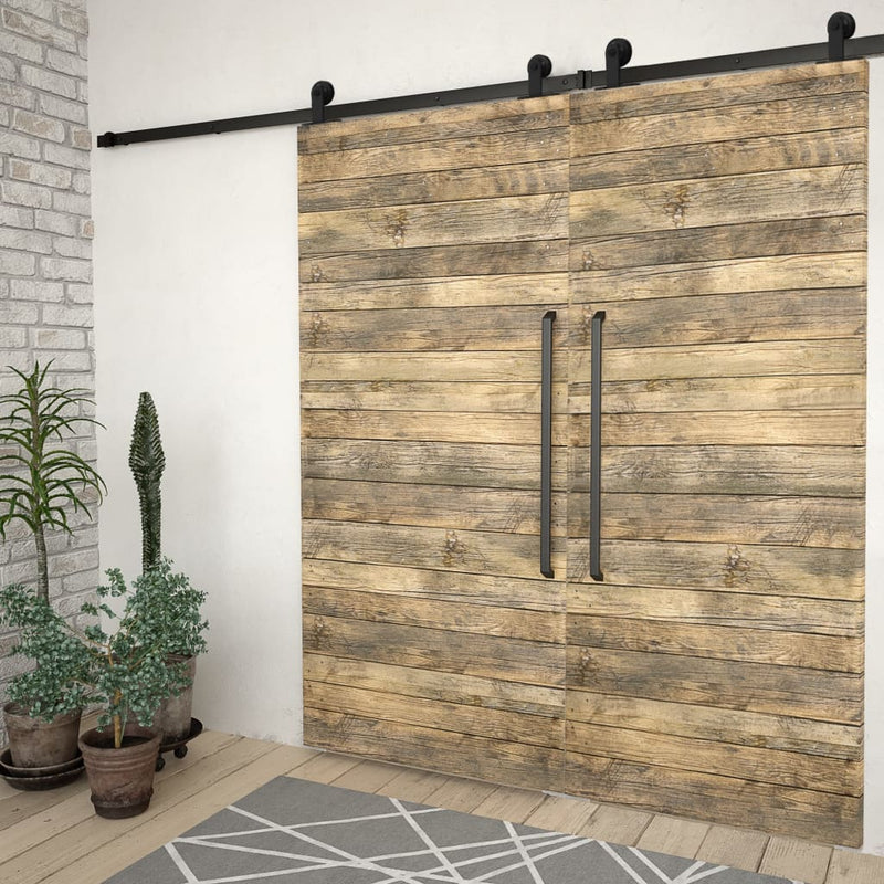 Load image into Gallery viewer, Vidaxl beslagsets voor schuifdeur 2 st 183 cm staal zwart