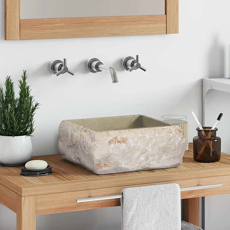 Load image into Gallery viewer, Vidaxl gootsteen 30x30x13 cm marmer crèmekleurig