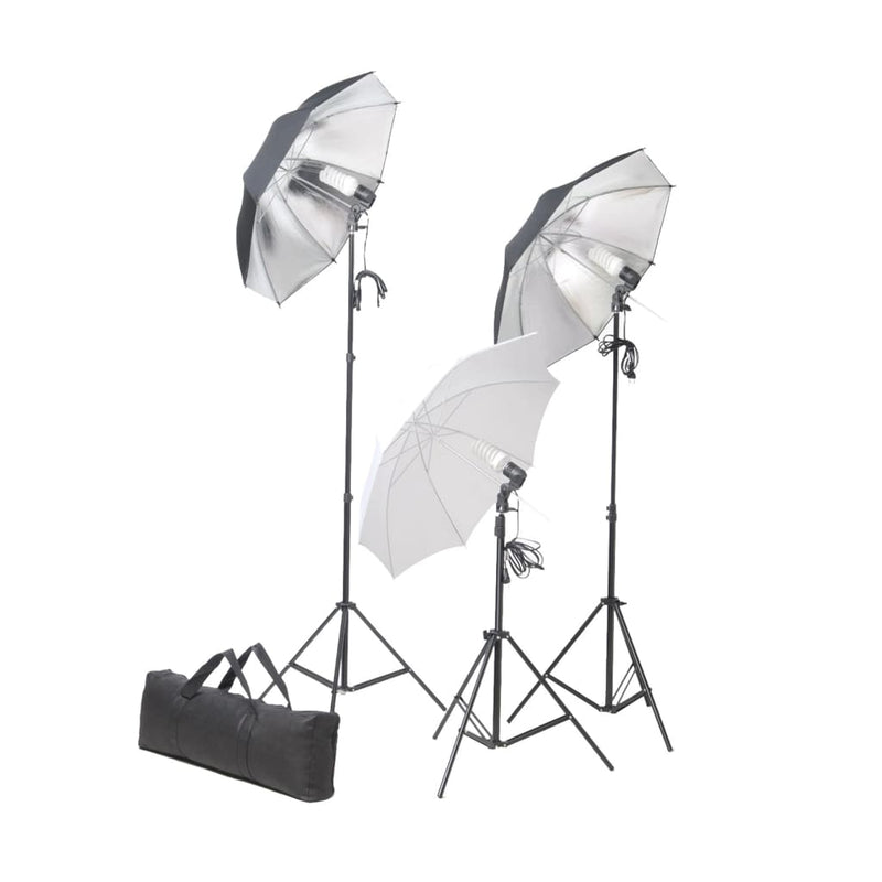 Load image into Gallery viewer, Vidaxl fotostudioset met lampen, paraplu's, achtergrond en reflector