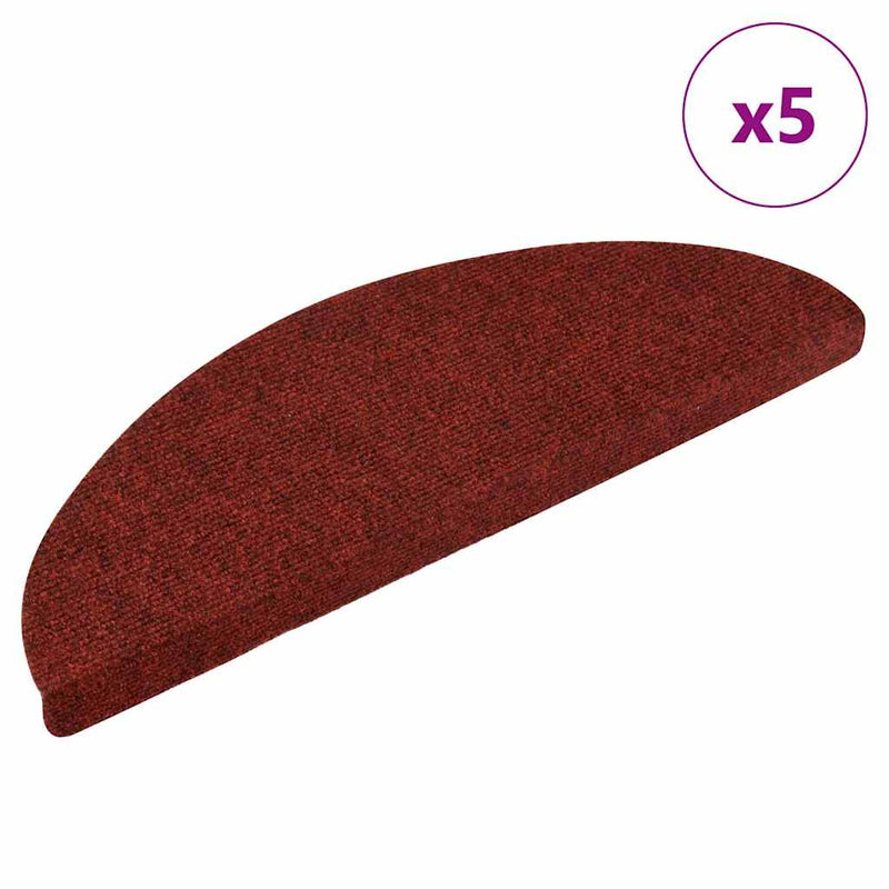 Load image into Gallery viewer, Vidaxl trapmatten zelfklevend 5 stuks 56x17x3 cm bordeaux rood halfrond
