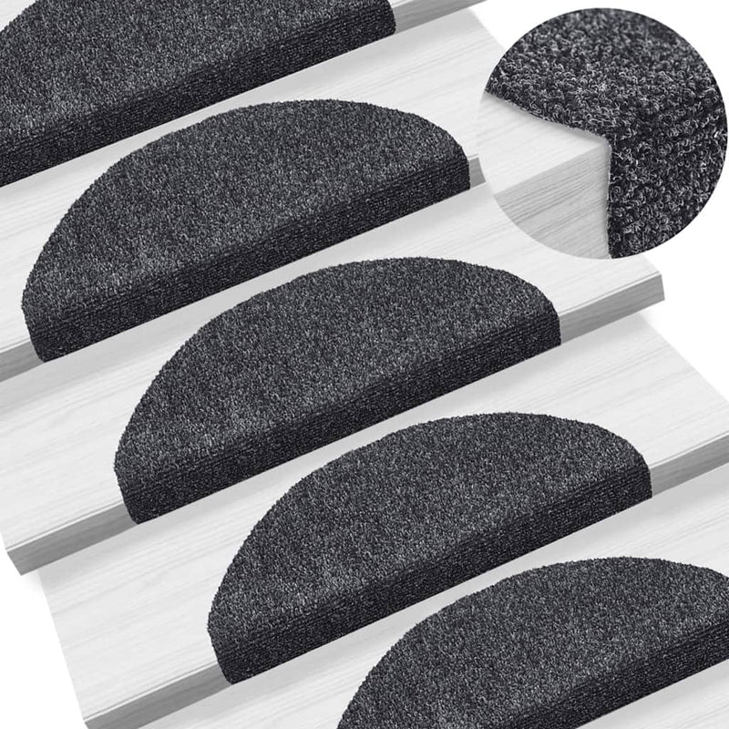 Load image into Gallery viewer, Vidaxl trapmatten zelfklevend 5 stuks 65x21x4 cm donkergrijs halfrond groot