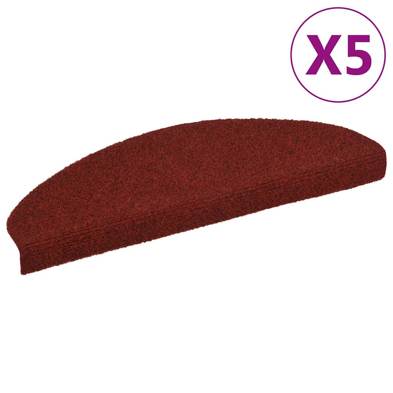 Load image into Gallery viewer, Vidaxl trapmatten zelfklevend 5 stuks 65x21x4 cm bordeaux rood halfrond groot