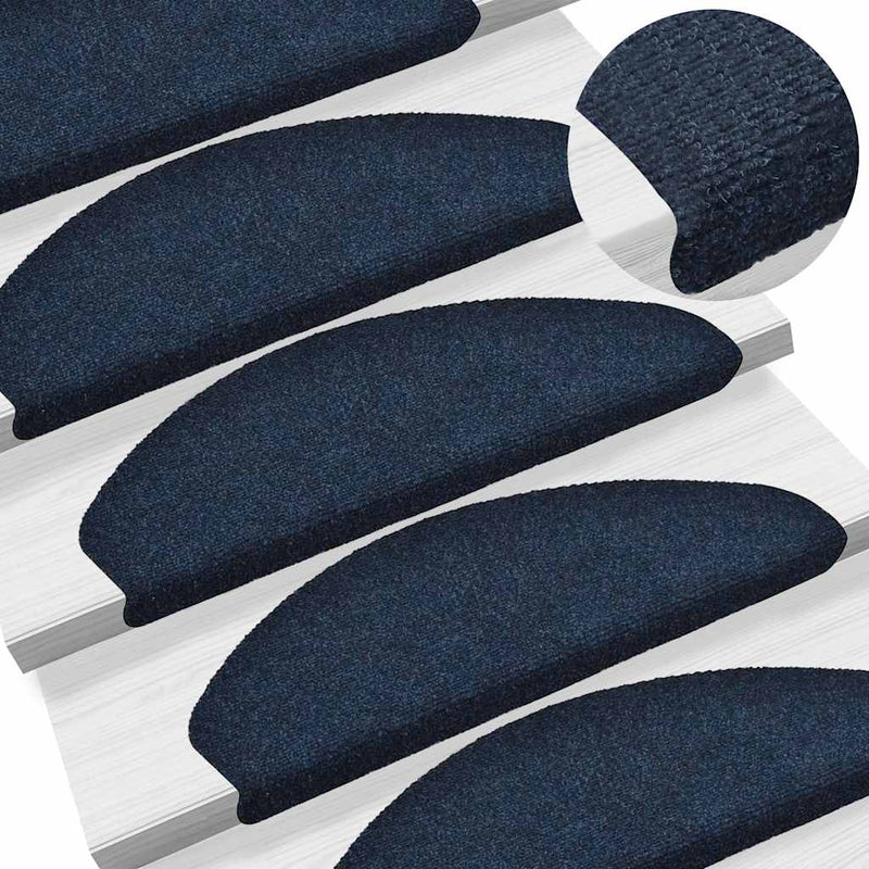 Load image into Gallery viewer, Vidaxl trapmatten zelfklevend 5 stuks 65x21x4 cm marineblauw halfrond groot