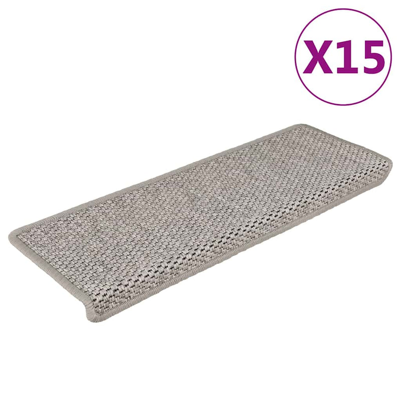 Load image into Gallery viewer, Vidaxl trapmatten zelfklevend 15 st sisal-look 65x21x4cm zilverkleurig
