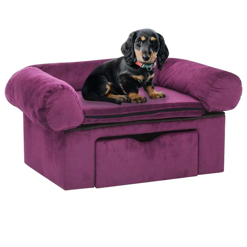 Load image into Gallery viewer, Vidaxl hondenbank met lade 75x50x38 cm pluche bordeauxrood