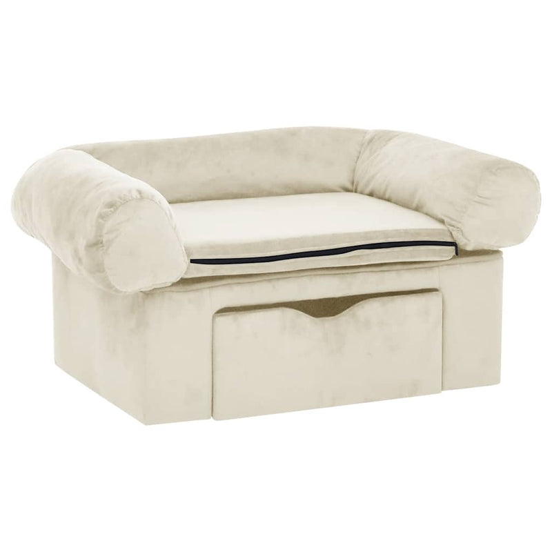 Load image into Gallery viewer, Vidaxl hondenbank met lade 75x50x38 cm pluche crèmekleurig