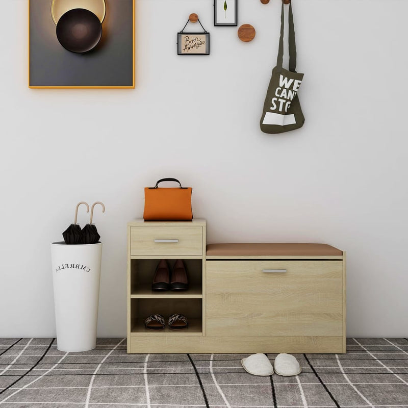 Load image into Gallery viewer, Vidaxl schoenenbank 94,5x31x57 cm bewerkt hout sonoma eikenkleurig