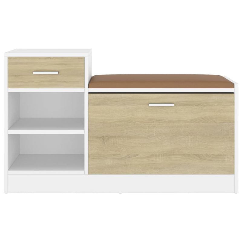 Load image into Gallery viewer, Vidaxl schoenenbank 94,5x31x57 cm bewerkt hout wit sonoma eikenkleurig