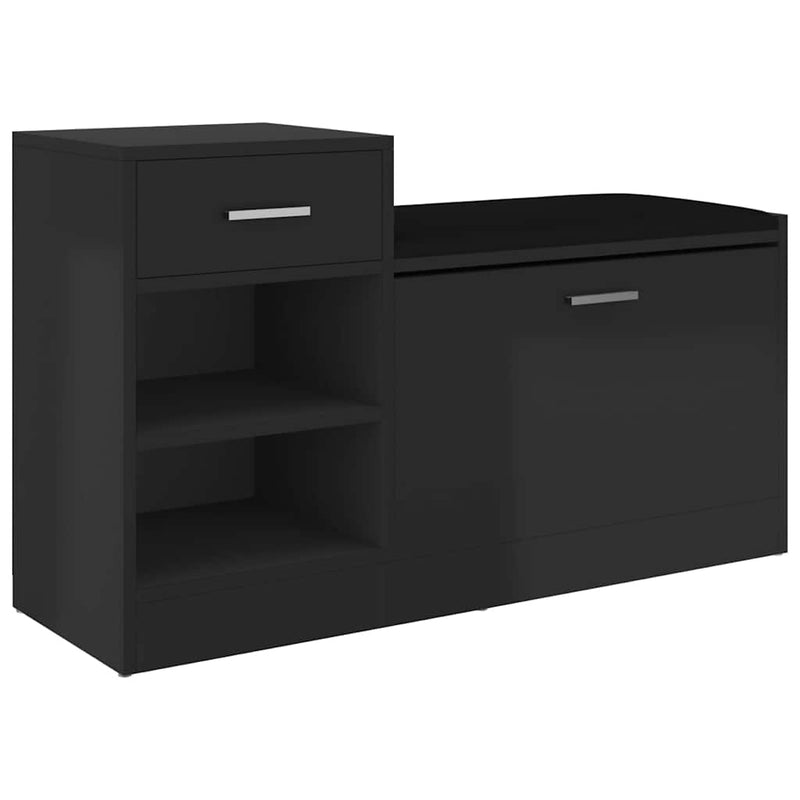 Load image into Gallery viewer, Vidaxl schoenenbank 94,5x31x57 cm bewerkt hout hoogglans zwart