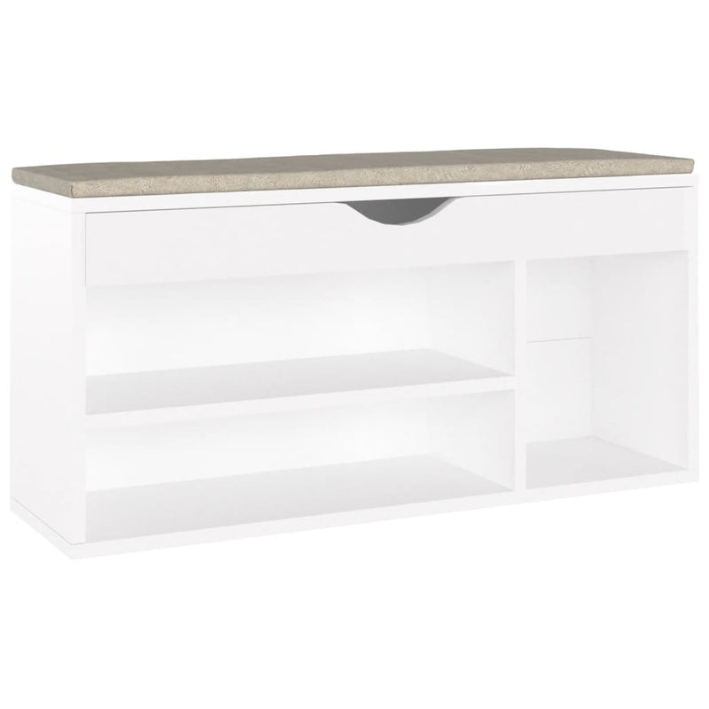 Load image into Gallery viewer, Vidaxl schoenenbank met kussen 104x30x49 cm bewerkt hout wit
