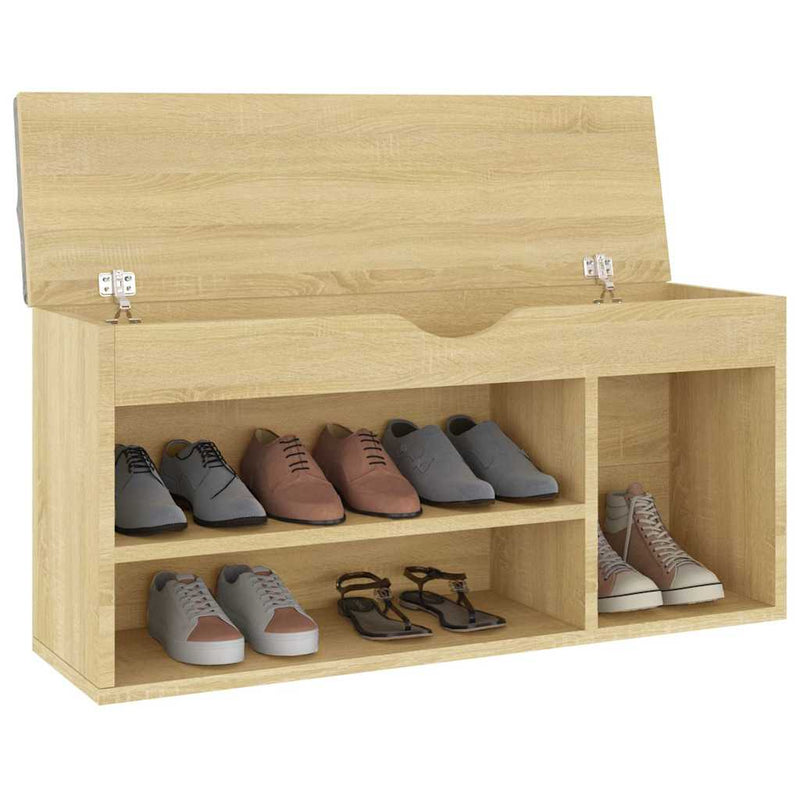 ギャラリービューアに画像をロードする, Vidaxl schoenenbank met kussen 104x30x49 cm bewerkt hout sonoma eiken