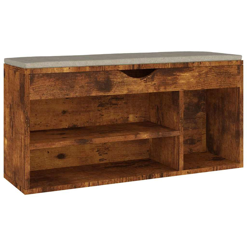 ギャラリービューアに画像をロードする, Vidaxl schoenenbank met kussen 104x30x49 cm bewerkt hout gerookt eiken