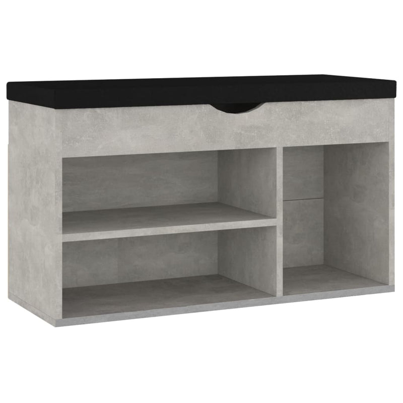 Laden Sie das Bild in Galerie -Viewer, Vidaxl schoenenbank met kussen 80x30x47 cm bewerkt hout betongrijs